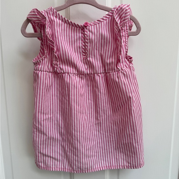 Healthtex 2T Girls Pink Striped Short Sleeve Blouse with Floral Design - Picture 5 of 5